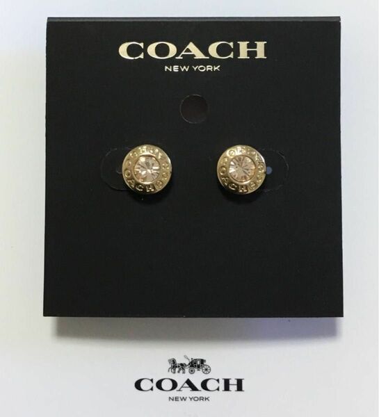 新品　COACH コーチ　サークル　カットストーン　ゴールド　ピアス 