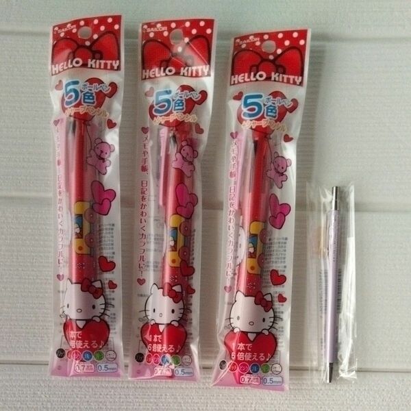 キティ5色ボールペン+シャープペンシル、キティ手帳用ボールペン ボールペン