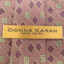 ダナキャラン ブランドネクタイ ロゴ ストライプ柄 小紋柄 シルク アメリカ製 メンズ ブラウン Donna Karan_画像4