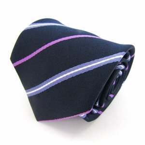  Benetton brand necktie stripe pattern men's navy BENETTON