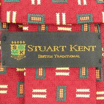 スチュアートケント ブランド ネクタイ シルク 小紋柄 総柄 伊製生地 ワイドタイ メンズ レッド Stuart Kent_画像4