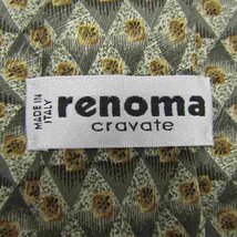 レノマ ブランドネクタイ チェック柄 シルク イタリア製 メンズ カーキ系 renoma_画像4