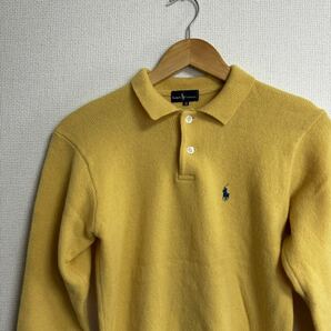 【US古着】 polo by Ralph Lauren 長袖　ウールポロシャツ　mサイズ　アメカジ　ポニー　イエロー　90s