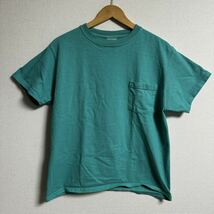 【古着】good wear 半袖Tシャツ　ターコイズブルー　Lサイズ アメリカ製　ポケット付　後染め_画像1