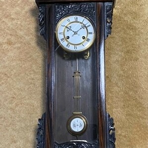 【レア美品】ユンハンス 装飾 宮型黒柿掛け時計 完動品の画像1