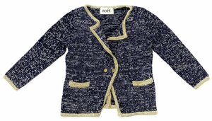  ultimate beautiful goods ROPE Rope outer knitted jacket cardigan navy navy blue 7 minute sleeve sizeM lady's lame 