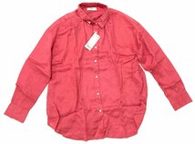 新品 タグ付き 未使用 難あり UNIQLO ユニクロ プレミアムリネンシャツ 長袖 麻 ピンク レディース XL_画像1