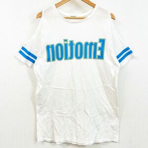 デザイン性★NiCORON 二コロン★Tシャツ カットソー 半袖 トップス 上着 肩出し プリント 藤田ニコルプロデュース ホワイト サイズF/TT7723