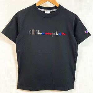 デザイン性◎★Champion チャンピオン★Tシャツ 半袖 トップス 上着 ロゴ刺繍 定番 コットン メンズ ブラック SMALL /TT7740