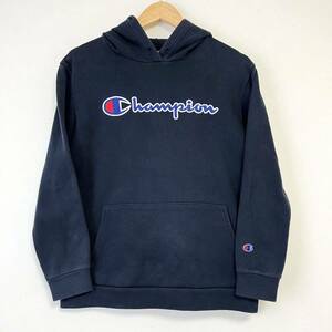 定番★Champion チャンピオン★ECO パーカー フーディ プルオーバー トップス 裏ボア ロゴ カジュアル ネイビー レディース サイズF/DD7717