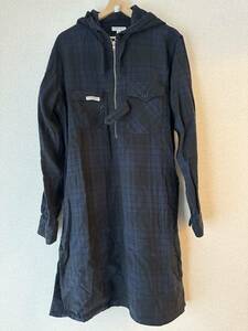 【希少】engineered garments long bush shirt ネイビー ブラック cotton big plaid サイズM