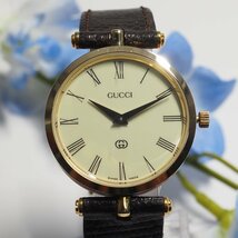 グッチ GUCCI チェリーライン 革ベルト メンズ 腕時計 外箱 内箱 C318 中古_画像3