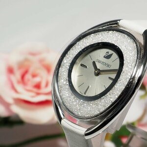 未使用 スワロフスキー SWAROVSKI スワロフスキーベゼル 革ベルト レディース 腕時計 箱 C374