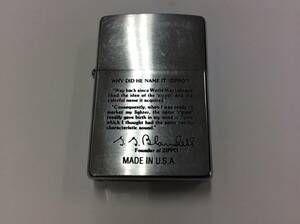 ■3826　ZIPPO ジッポー ライター ZIPPO創始者 George G. Blaisdell ジョージブライズデル メッセージ柄 コレクション 喫煙具 動作未確認