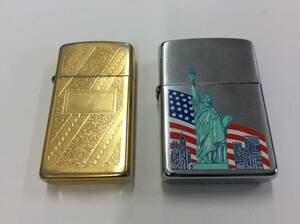 ■3936　ZIPPO ジッポー ライター 2点 自由の女神 1996年製 ゴールデンエレガンス 1998年製 コレクション アンティーク 喫煙具 動作未確認