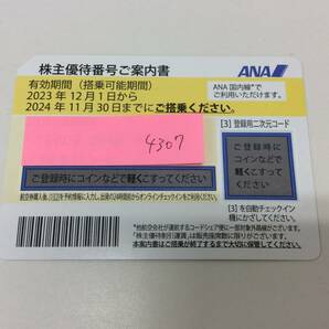 ■4307 未使用 ANA 株主優待券 1枚 国内線 有効期間 2023年12月1日～2024年11月30日までの画像1