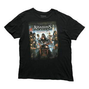 【980円スタート】USA 古着 半袖 Tシャツ ASSASSINS CREED SYNDICATE ブラック 黒 メンズL アサシン クリード シンジケート ゲーム BA1385