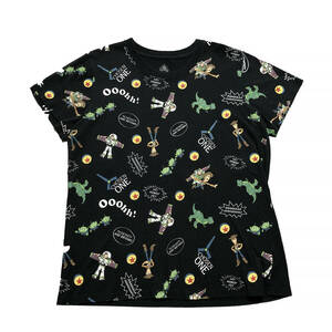 [980 иен старт] США старая одежда с коротким рукавом T -Fork Disney Disney Pixar Toy Story Bazwas Woody Green Men Black Ba1392