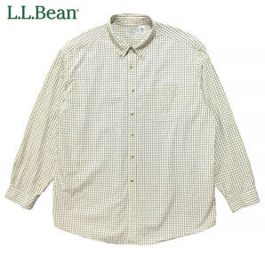 【980円スタート】USA古着 長袖シャツ BDシャツ L.L.Bean エルエルビーン イエロー系 チェック柄 メンズXL ボタンダウン カジュアル BG0183の画像1