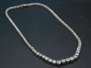 【97】キュービックジルコニア テニスネックレス SILVER シルバー 925 長さ約42cm TIA