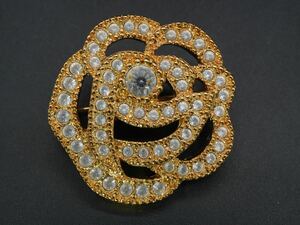 【372】Christian Dior クリスチャンディオール ゴールドカラー ブローチ アクセサリー TIA