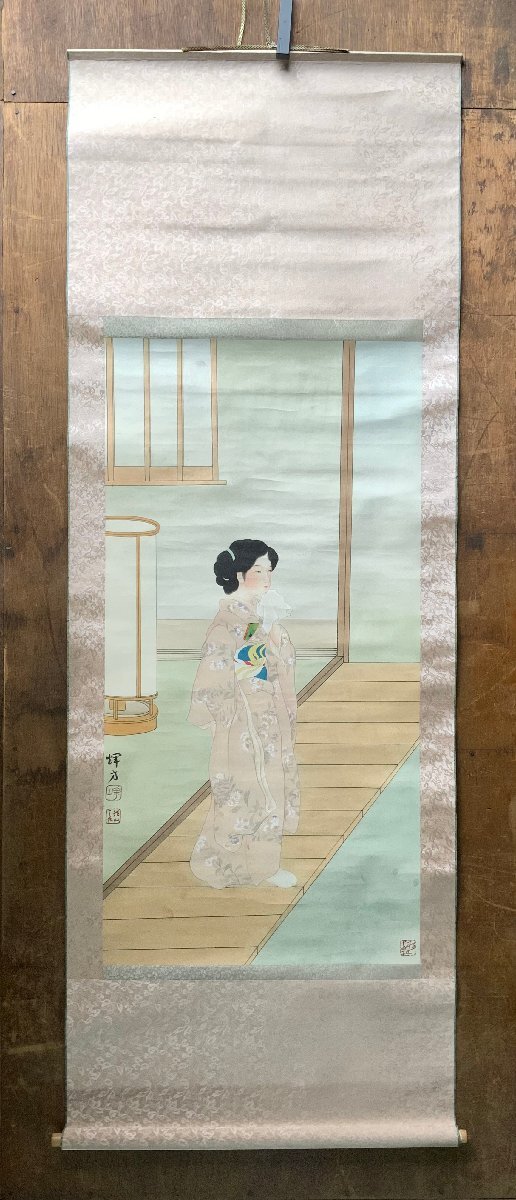 BP-667 ■शिपिंग शामिल है■ Ikeda Terukata, एक खूबसूरत महिला का चित्र, लटकता हुआ स्क्रॉल, हाथ से बनाई गई पेंटिंग, जापानी चित्रकला, Ukiyo ए, टोकियो में जन्मे कलाकार, कला, मीजी काल, 178×67सेमी /कुजयरा, कलाकृति, किताब, लटकता हुआ स्क्रॉल