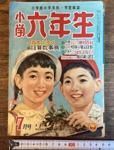 HH-8132■送料込■小学館 小学 六年生 1958年 7月 学年別 学習 雑誌 算数 科学 図工 図画 漫画 印刷物 /くFUら