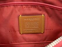 COACH コーチ 2WAY ショルダー バッグ 673231 レザー レッド シグネチャー 型押し レディース 本革 赤_画像9