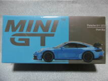 未開封新品 MINI GT 381 Porsche 911 GT3 Shark Blue 左ハンドル_画像1