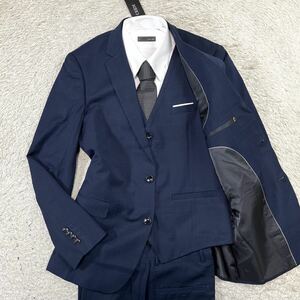 【新品】CEEN スーツ　セットアップ　スリーピース　3ピース　テーラードジャケット　チェック　ネイビー　濃紺　