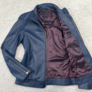 teto Homme [ super rare color. ram leather ]TETE HOMME leather jacket Rider's sheep leather original leather navy dark blue 