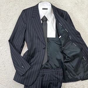 エンポリオアルマーニ【贅の極】EMPORIO ARMANI ETEROPOLITAN LINE スーツ　セットアップ　ジャケット　ストライプ　ブラック　グレー L位