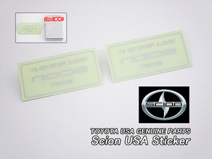 サイオン/SCION/米国US純正SECURITYステッカー2枚/USDM北米仕様トヨタTOYOTAセキュリティ米国ラベルUSAシールiQ.iM.xA.xB.xD.86.FR-S.FRS