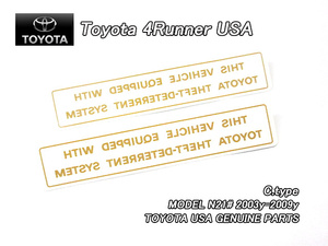 サーフN21/TOYOTA/トヨタ4RUNNER純正セキュリティUSラベル2枚THEFT-WARNING/USDM北米仕様4ランナーUSAセフトワーニングSECURITYステッカー