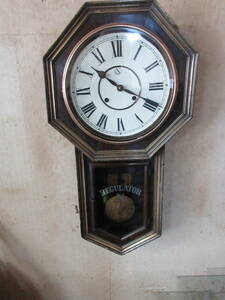 柱時計　12インチ紙文字盤　8角　日本時計製　古時計　完動品