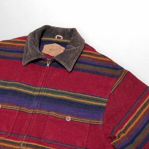 【古着】 90’s USA製 Woolrich ウールリッチ ウールジャケット ネイティブ ボーダー 襟コーデュロイの画像3