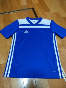 アディダス adidas キッズ 半袖 Tシャツ 練習着 青 150 男の子 女の子 中古 子供服 半袖Tシャツ サッカー ブルー