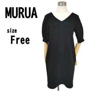 [F]MURUAm Roo a lady's One-piece black short sleeves easy 