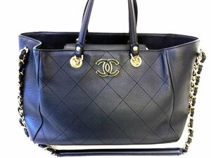 CHANEL シャネル ■スモールショッピングバッグ AS0355 ブラック レザー ココマーク 2way トートバッグ チェーン ショルダー ■6B ム10000