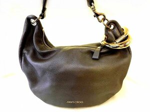 JIMMY CHOO ジミーチュウ スカイバッグ ■ グレー系×ゴールド金具 レディース レザー □6C 4100