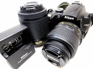 ※動作品 Nikon ニコン D5000 ■ ダブルズームレンズ デジタル一眼レフカメラ ブラック系 一眼レフ 綺麗 □ 6C
