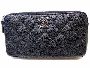 新品 新作 シャネル CHANEL チェーンウォレット ■24P AP3837 ココマーク ブラック×シルバー金具 キャビアスキン 財布□6B6C キ10000