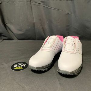 FOOTJOY フットジョイ BOA 98622J ゴルフシューズ 23.5センチ ホワイト × ピンク レディース GOLF ダイヤル式 