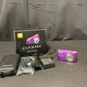 Nikon COOLPIX S5100 パープル コンパクトデジタルカメラ バッテリー1個 充電器 元箱 付き 動作確認済み ニコン クールピクス デジカメ 