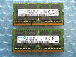 SAMSUNG 8GB×2枚 計16GB DDR3L PC3L-12800S-11-13-F3 中古動作品 ノートPC用 メモリ【NM-228】