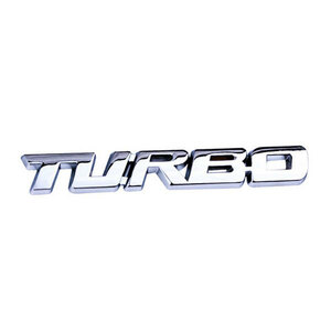 エンブレム 車 ステッカー TURBO ターボ パーツ カー用品 3D アクセサリー ロゴ マーク バックドア 外装 Eタイプ 色シルバー 送料無料