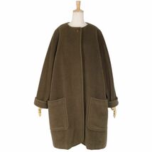 美品 マックスマーラ Max Mara コート 白タグ ロングコート モヘア ウール アウター レディース JI44 USA10 G14 カーキ cf03os-rm04e26992_画像4