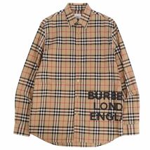 美品 バーバリー BURBERRY シャツ ロングスリーブ 長袖 ノバチェック柄 ロゴ トップス メンズ XS ブラウン cf03oe-rm11f09301_画像1