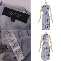 グッチ GUCCI ワンピース ドレス ノースリーブ 総柄 シルク100％ トップス レディース 36(S相当) ライトブルー cf02dn-rm18f09050_画像8