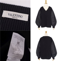 美品 ヴァレンティノ VALENTINO ニット セーター ロングスリーブ Vネック ウール カシミヤ 切替 トップス レディース S cf03oe-rm11f09302_画像7